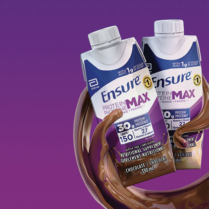 Avec trois fois plus de protéines et 1 g de sucre, Ensure® Protéine Max fournit de l'énergie pour continuer pour les gens actifs.